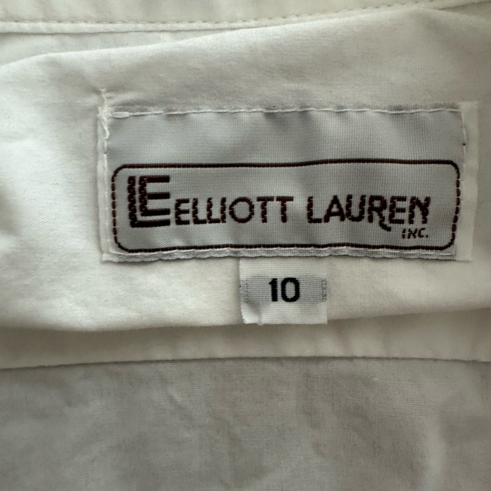 Elliott Lauren Womens Size 10 White Ruffleneck Classic Button Down Shirt - Picture 6 of 7